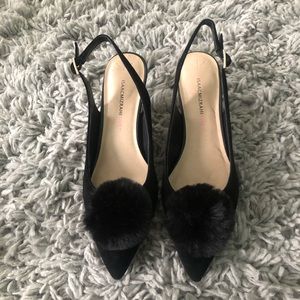 Black Suede Isaac Mizrahi Sling backs
